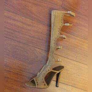 TAMARA MELLON💥New💥Tan Suede Knee-High Strappy Heeled Boot